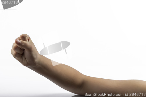 Image of Young hands makes rock-paper-scissors