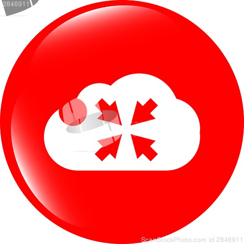 Image of abstract cloud icon. full screen upload button. Load symbol. Round button