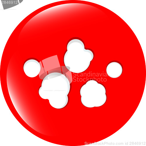 Image of abstract cloud web icon, button isolated on white