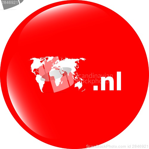 Image of Domain NL sign icon. Top-level internet domain symbol with world map