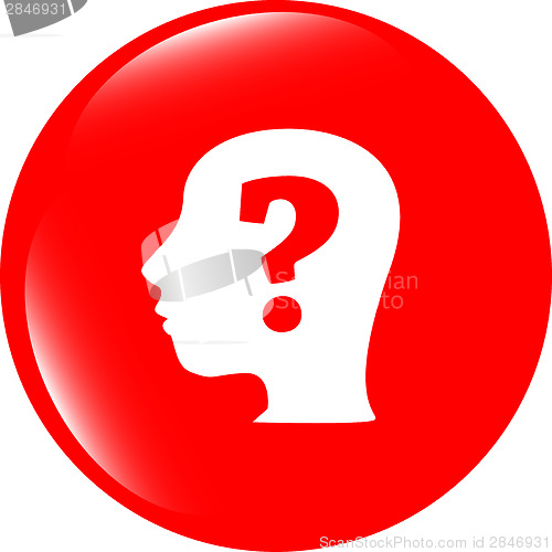 Image of Human head with question mark symbol, web icon