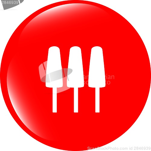 Image of Ice Cream Icon on Internet Button isolated on white