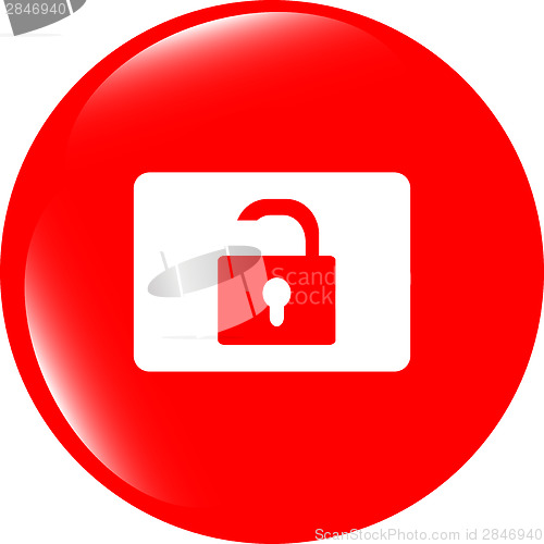 Image of open padlock icon web sign isolated on white