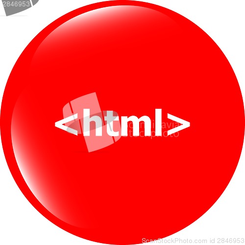 Image of html 5 sign icon. Programming language symbol. Circles buttons