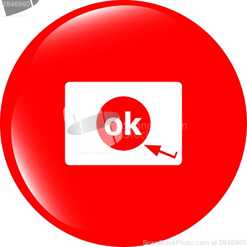 Image of ok word on sign web icon. web button