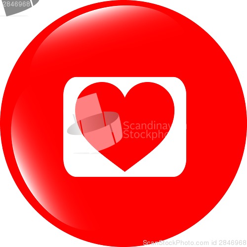 Image of love heart icon button sign