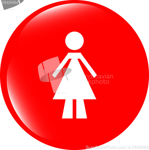 Image of woman round glossy web icon on white background