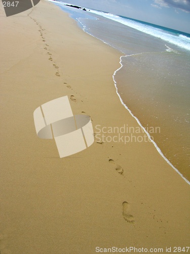 Image of footsteps on tropical beach