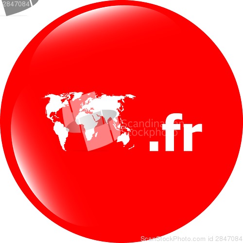 Image of Domain FR sign icon. Top-level internet domain symbol with world map