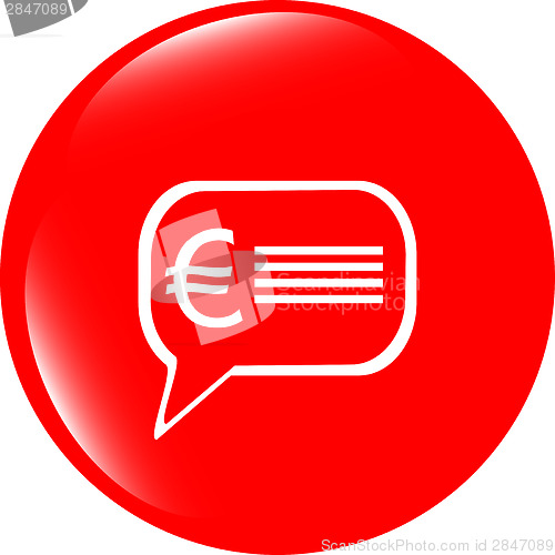 Image of web icon cloud with euro eur sign, web button isolated on white