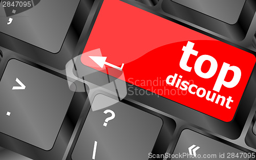 Image of top discount concept sign on computer key