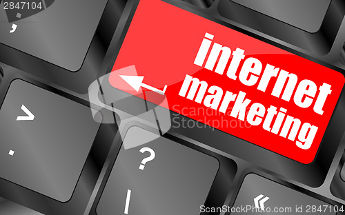 Image of online marketing or internet marketing concepts, with message on enter key of keyboard key