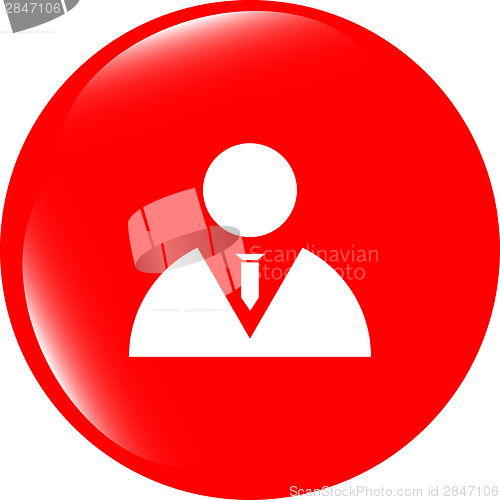 Image of icon button with businessman inside, isolated on white