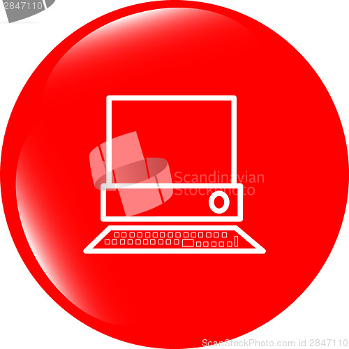 Image of pc computer on web button (icon) isolated on white