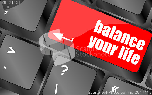 Image of balance your life button on computer keyboard