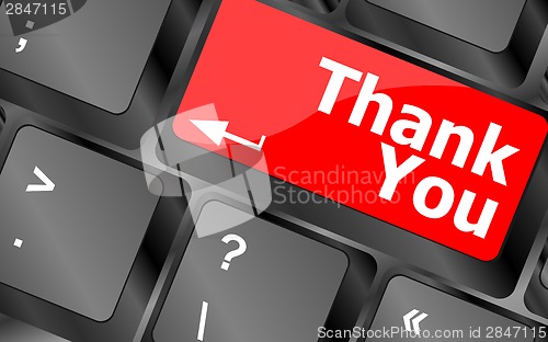 Image of Computer keyboard with Thank You key, business concept