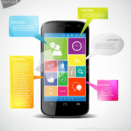Image of Touchscreen smartphone with colorful icons