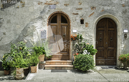 Image of Vintage italian houses with flowers