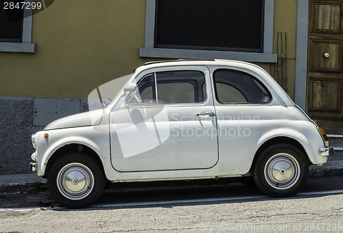 Image of White small vintage Fiat Abarth