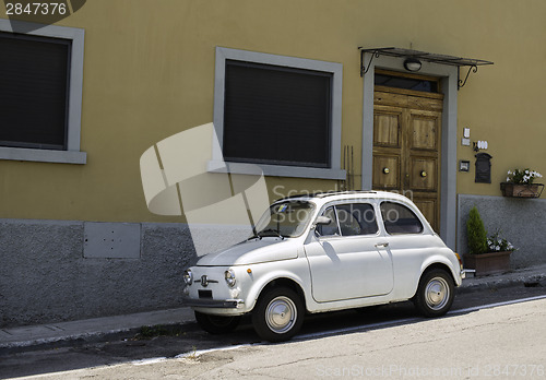 Image of White small vintage Fiat Abarth