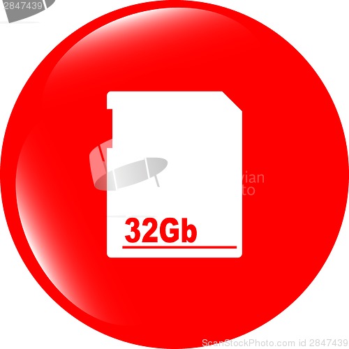 Image of flash memory card web button (icon) isolated on white