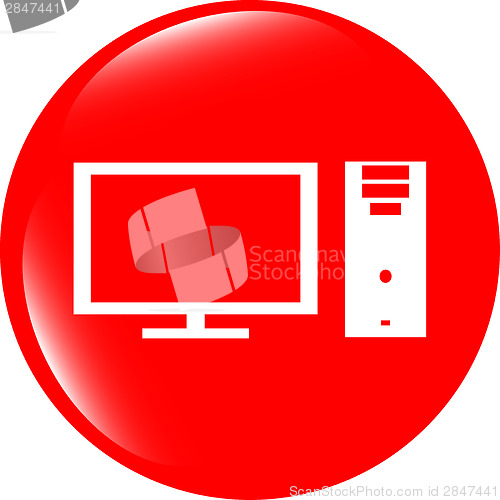 Image of laptop or computer sign web button icon isolated on white