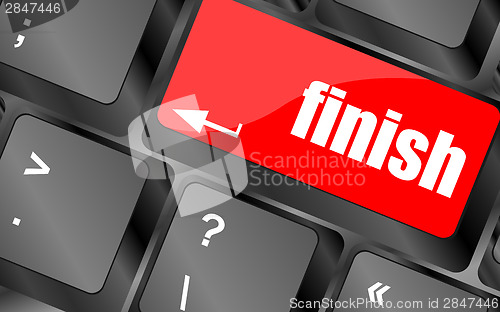 Image of finish button on black internet computer keyboard