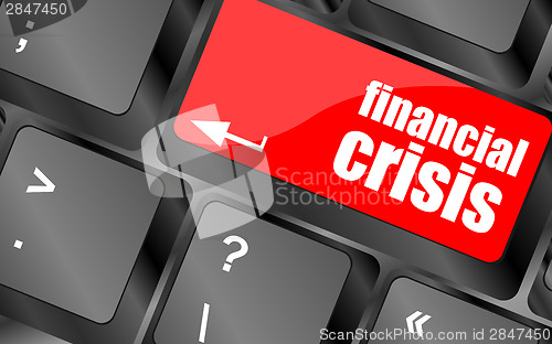 Image of financial crisis key showing business insurance concept, business concept