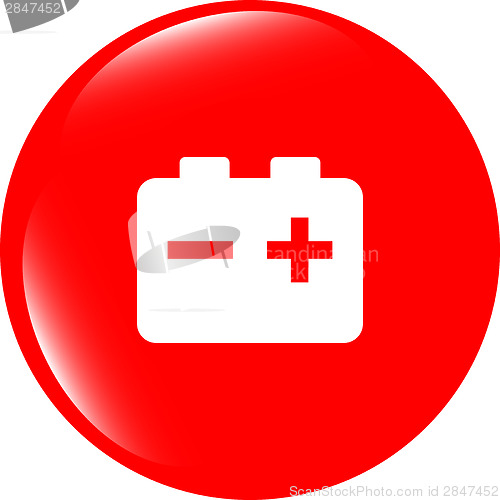 Image of battery round web glossy icon button