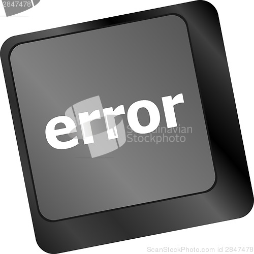 Image of Error keyboard keys button close-up, internet concept