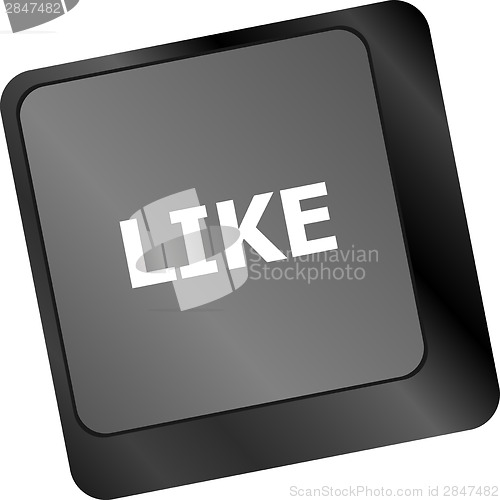 Image of A like message on enter keyboard key for social media concepts