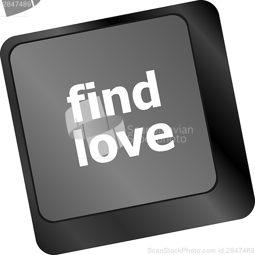 Image of A keyboard with a find love button - social concept