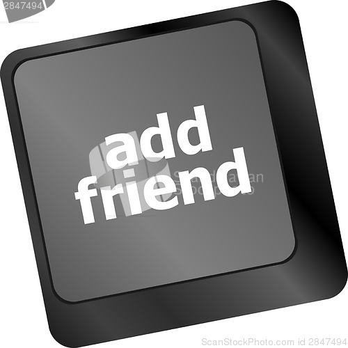 Image of Keyboard with add friend button, social network concept