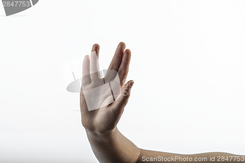 Image of Young hands make Vulcan Salute