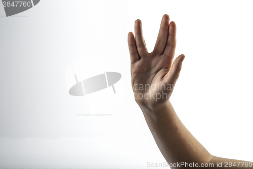 Image of Young hands make Vulcan Salute