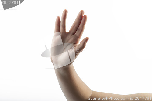 Image of Young hands make Vulcan Salute