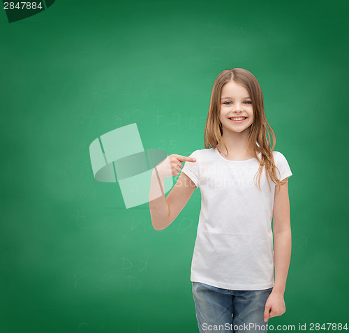 Image of smiling little girl in blank white t-shirt