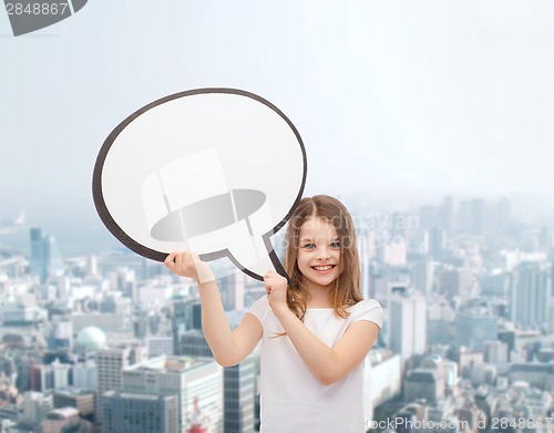 Image of smiling little girl with blank text bubble