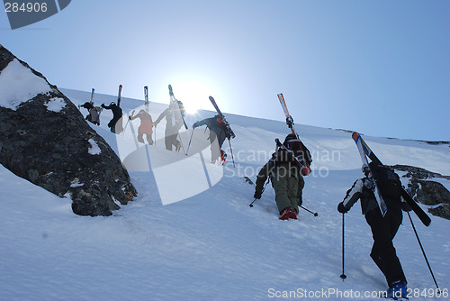 Image of Mountain climbing for skiing