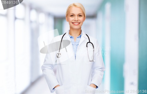 Image of smiling female doctor with stethoscope