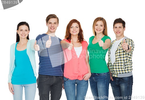 Image of group of smiling students showing thumbs up