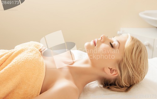 Image of beautiful woman in spa salon