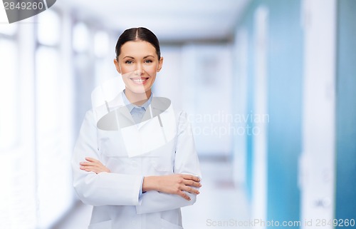 Image of female doctor with crossed arms at hospital