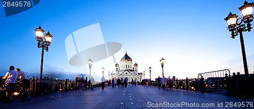 Image of Panorama Cathedral of Christ the Saviour church at evening, Russ