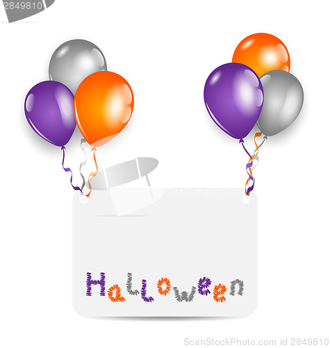 Image of Halloween card with set colorful balloons