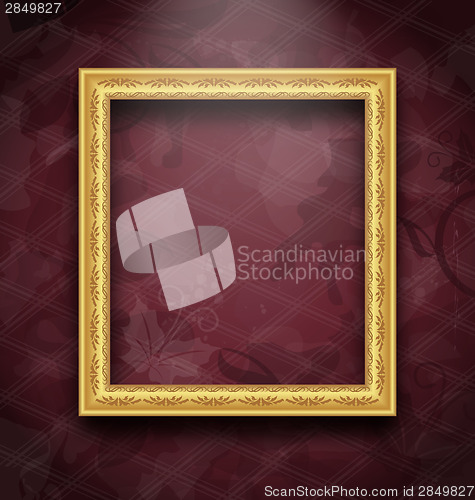 Image of Picture frame on floral texture wall