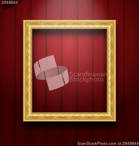 Image of Vintage picture frame on wooden wall