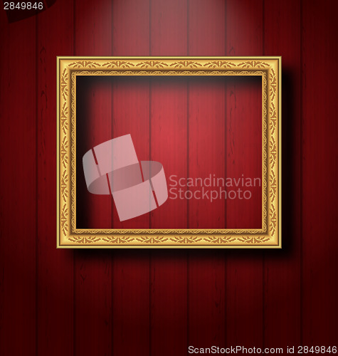 Image of Vintage picture frame on wooden wall