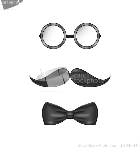 Image of Vintage symbolic of a man face, glasses, mustache and bow-tie, i