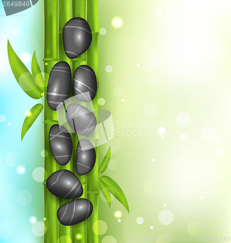 Image of Spa therapy background with bamboo and stones